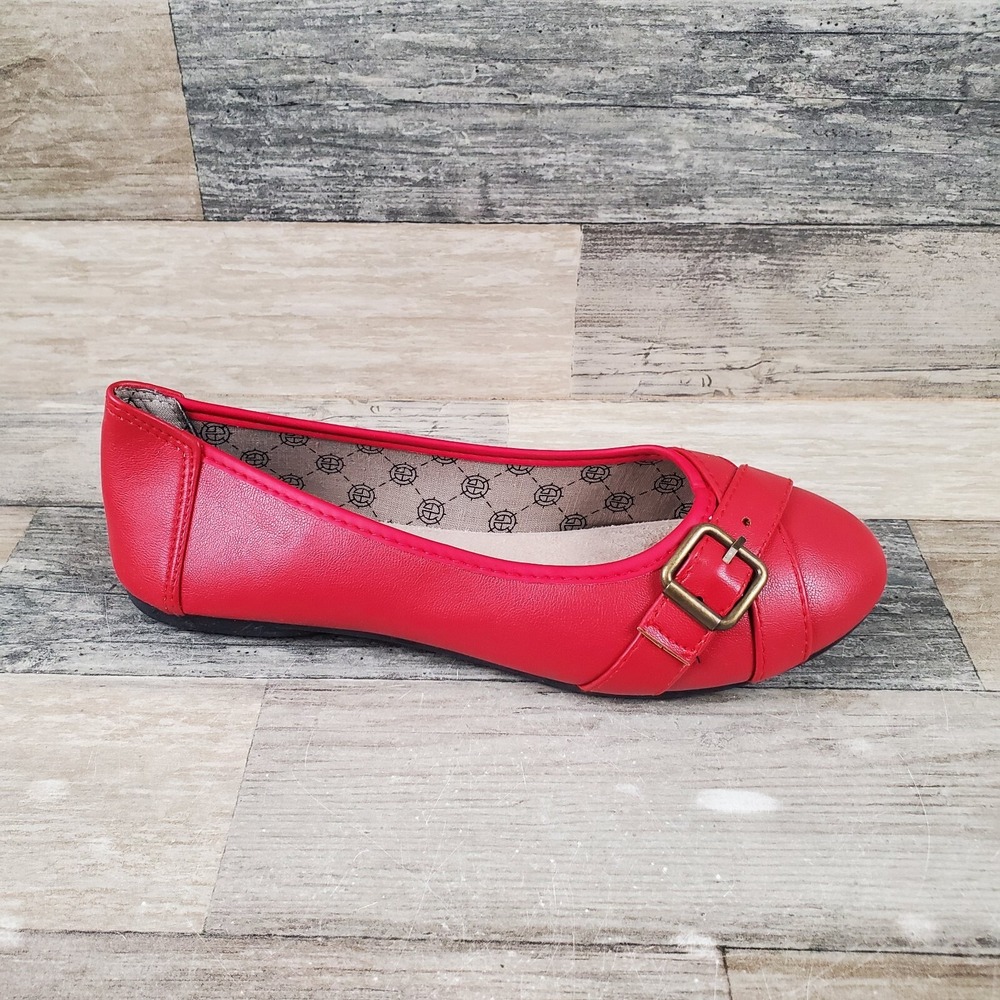 Harborsides Grape Womens Ballet Flats Sz 7.5 M Almond Toe‎ Red Slip-On Shoes